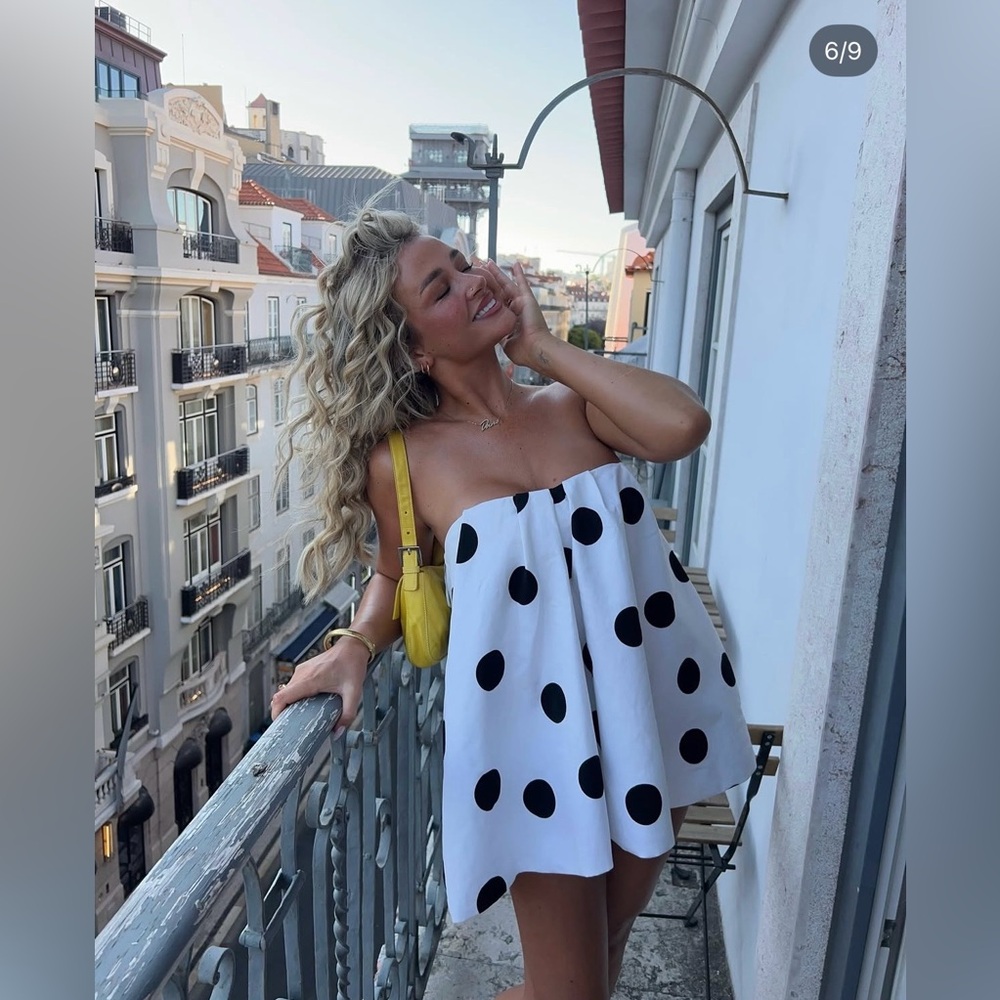 Zara Polka Dot Strapless mini Dress - Picture 1 of 12